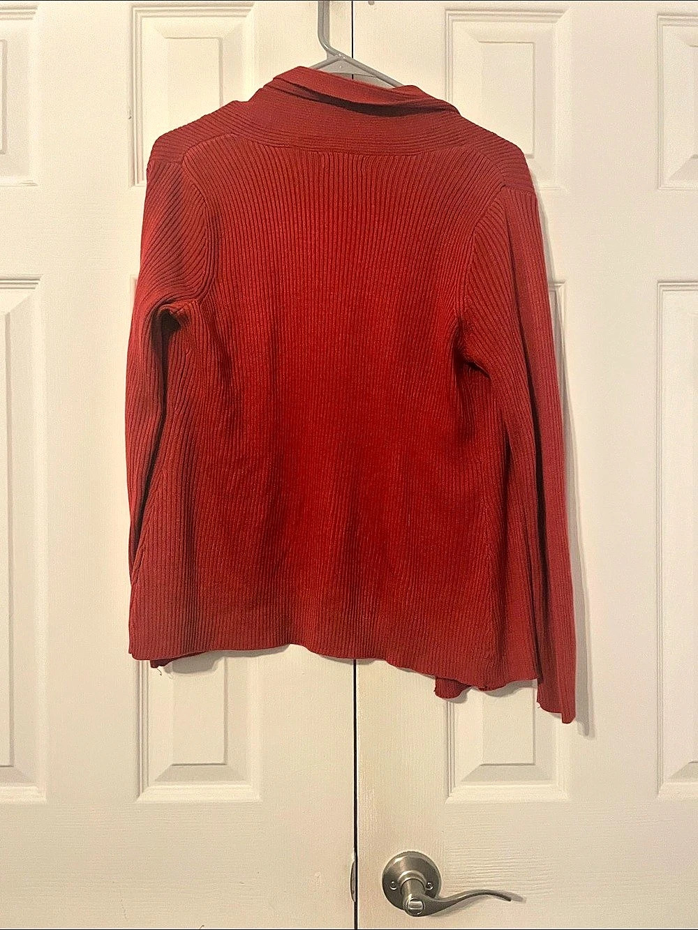 Croft & Barrow Ribbed Open-Front Cardigan Red Petite Small - Picture 3 of 4